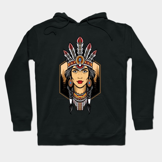 Indian warrior girl Hoodie by Pixel Poetry